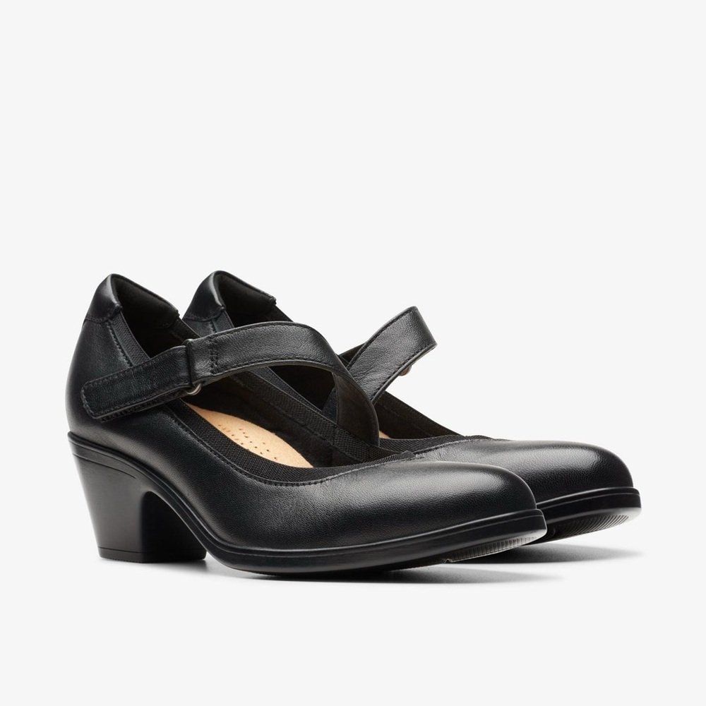 Clarks Emily 2 Mabel Heel Black Leather Shoe